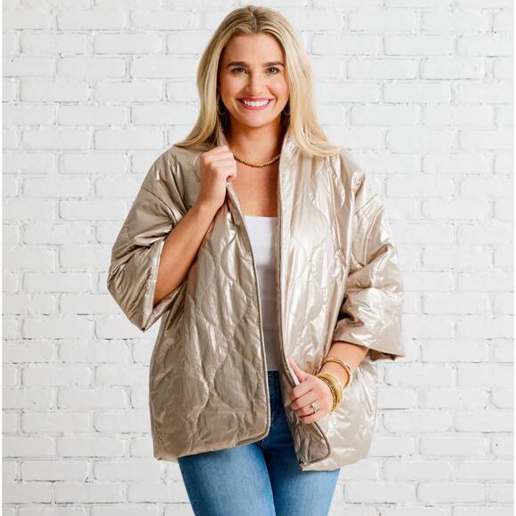 CARYN LAWN Jackets & Blazers - NEW CARYN LAWN penny puffer jacket in gold